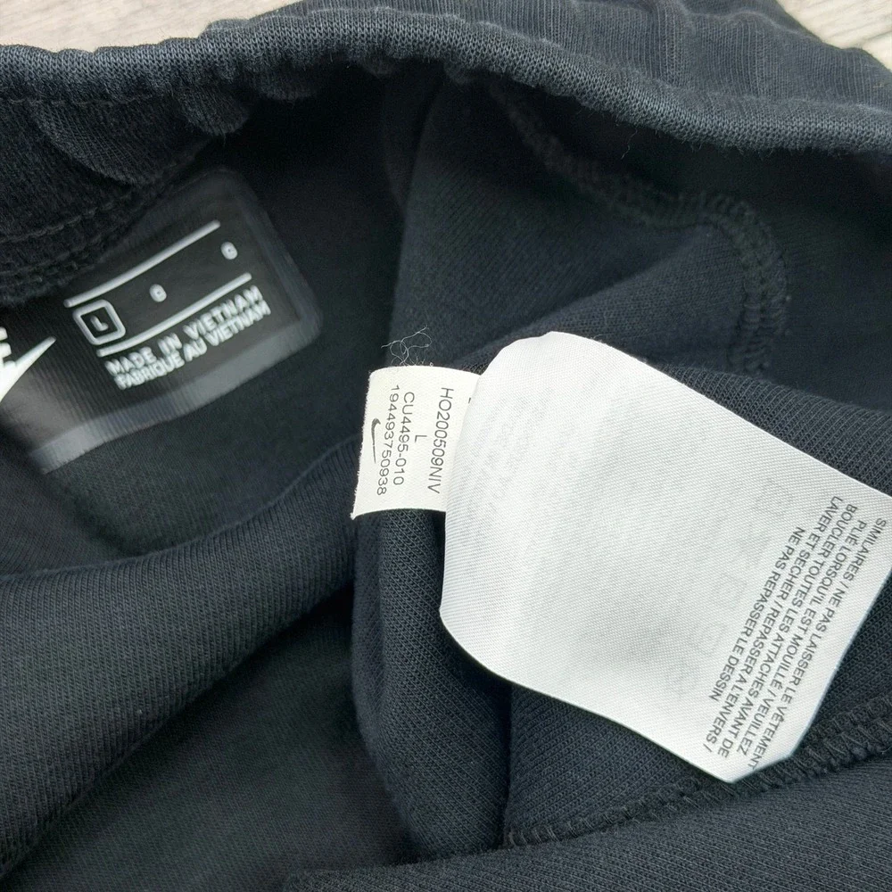 Nike Tech Fleece Joggers Mens Large Triple Black Swoosh Zip Pocket Sweatpants